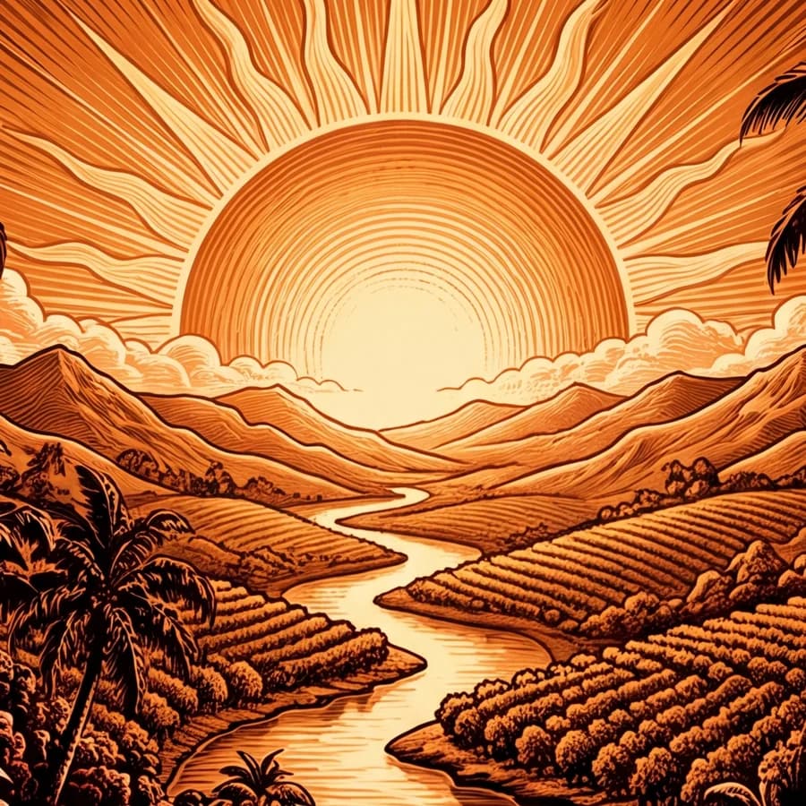 Ilustrace z etikety kávy Horizont